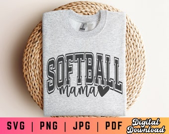 Softball Mama SVG PNG PDF, Softball Svg Png, Softball Mom Shirt Svg Png, Softball Sublimation, Varsity Svg Png, Softball Mom Era Svg Png