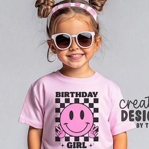 Girls Birthday SVG PNG, Birthday Svg Png, Checkered Svg Png, Lightning Bolt Svg, Happy Face Svg, Digital Craft Files For Cricut/Silhouette image 3