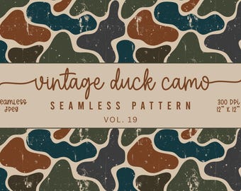 Distressed Vintage Duck Camo Seamless Pattern | Old School Camo | Camouflage | Wallpapers | Sublimation Pattern | Hunting | Digital Download