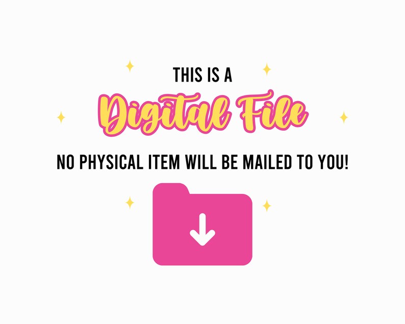 May include: This is a digital file. No physical item will be mailed to you! The text is in black and the background is white. A pink folder icon with a white downward arrow is in the bottom center of the image.
