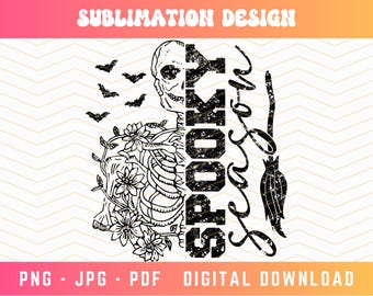 Spooky Season PNG, Halloween Png, Skeleton Png, Spooky Vibes Png, Halloween Sublimation, Retro Png, Vintage Halloween Png, Distressed Png