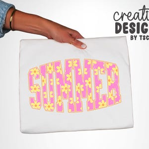 Summer PNG | Varsity Font | Flowers | Summer Designs | Retro Flowers | Summertime | Distressed | Sublimation | Digital Download image 2