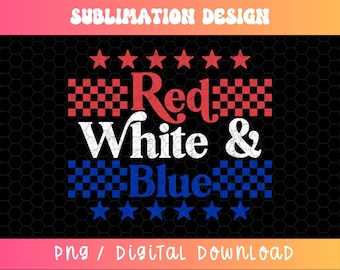 Red White and Blue PNG, 4th of July PNG, Checkered Png, Fourth of July Png, USA Png, Independence Day, Patriotic Png, Distressed Png