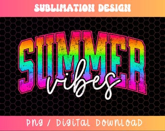 Summer Vibes PNG, Varsity Png, Retro Summer Png, Trendy Summer Png, Rainbow Gradient Png, Summertime Png, Distressed Png, Neon Summer Png