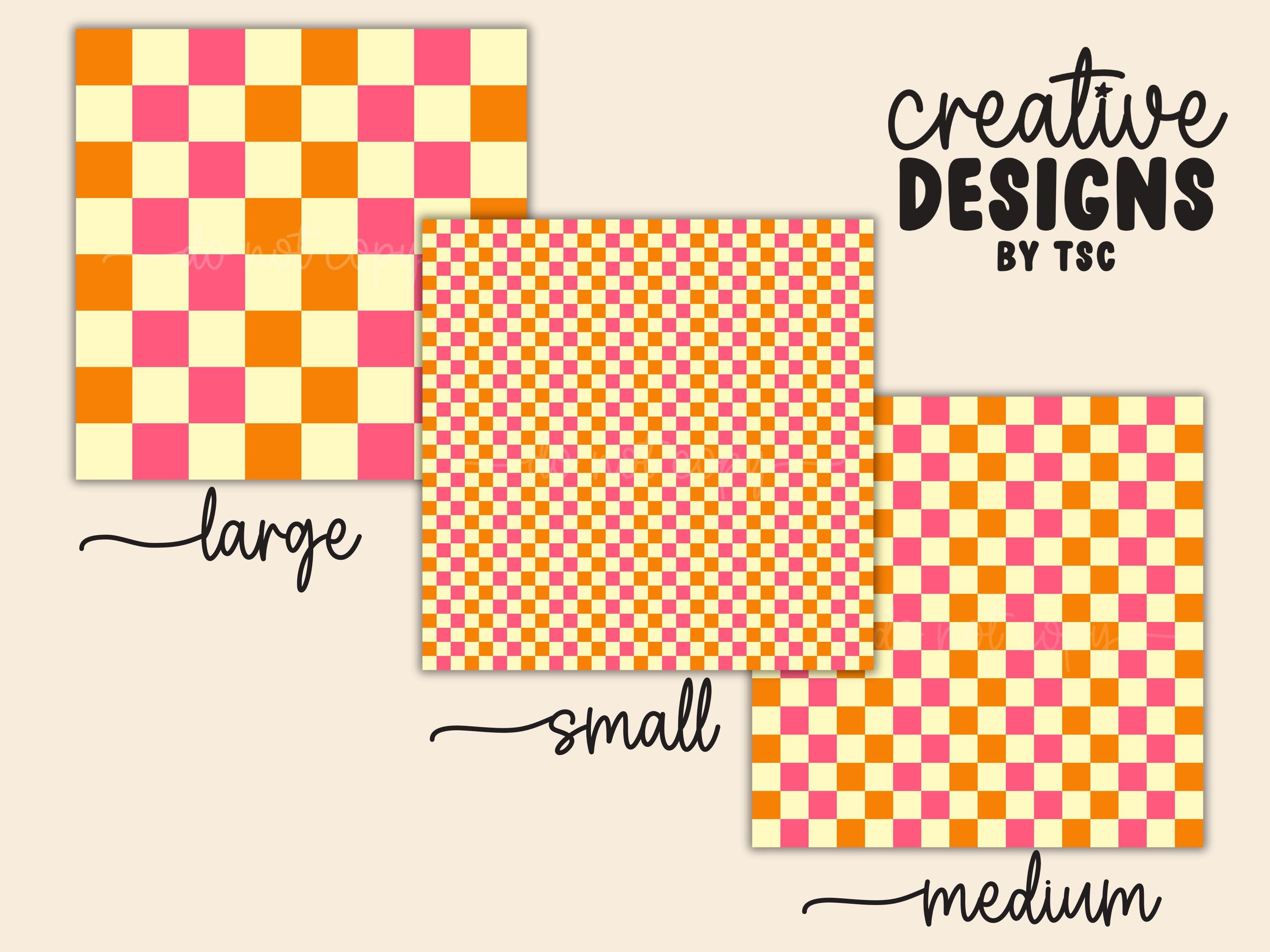 Preppy Checkered Pattern Orange and Pink Checkered Print Seamless Pattern | Checkerboard ...