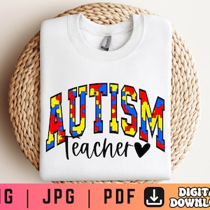 Autism Teacher PNG, Autism Png, Autism Awareness Png, Autism Sublimation, Varsity Png, Autism Puzzle Png, Mental Health Png, Autism Month