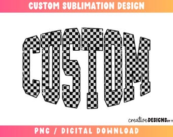 Custom Checkered Print Design | Bubbled Varsity | Distressed PNG | Digital Download