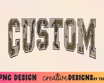 Custom Camo Varsity Design, Camouflage | Sublimation | PNG | Digital Download