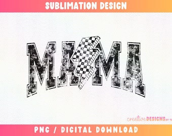 Mamá PNG / Desgastado / Rayo / Fuente universitaria / Diseños retro / De moda / Sublimación / Descarga digital