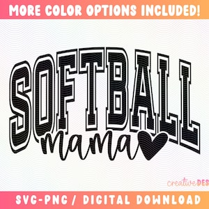 Softball Mama SVG PNG | Sublimation | Varsity Font | Sports | Digital Download image 1