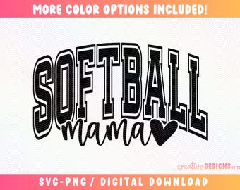 Softbal Mama SVG PNG | Sublimatie | Varsity-lettertype | Sport | Digitale download