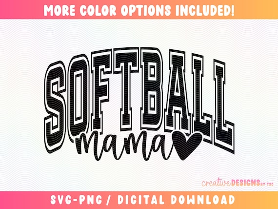 Softball Mama SVG PNG | Sublimation | Varsity Font | Sports | Digital Download