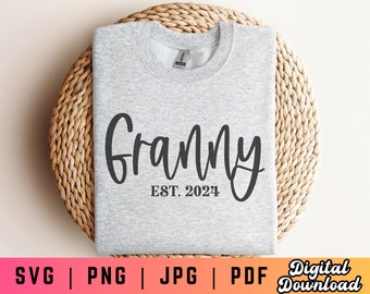 Granny Est 2024 SVG PNG, Granny Shirt Svg Png, Mother's Day Gift Svg, Gift for Grandma Svg, Granny Tshirt Svg, Promoted to Granny Svg Png
