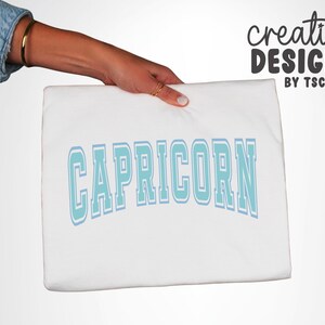 Capricorn SVG PNG | Varsity Font | Zodiac Sign | Birth Sign | Cut File | Digital Download image 6
