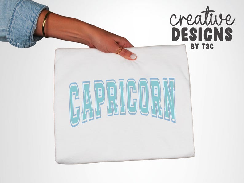 Capricorn SVG PNG | Varsity Font | Zodiac Sign | Birth Sign | Cut File | Digital Download image 6