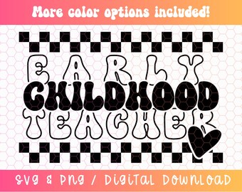 Maestro de primera infancia SVG PNG, Educador de primera infancia Svg Png, Maestro de guardería Svg Png, ECE Svg Png, Maestro a cuadros retro Svg Png