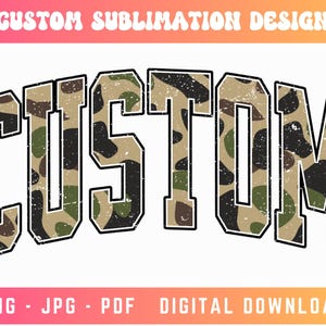 Custom Varsity PNG, Camouflage Png, Varsity Png, Vintage Sublimation, Personalized Png, Custom Design Png, Camo Png, Sublimation Designs