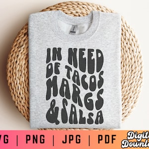 Tacos Margs and Salsa Svg Png, Mexican Food Svg Png, Taco Svg Png, Margarita Svg Png, Taco Sublimation, Fiesta Svg Png, Taco Tuesday Svg Png