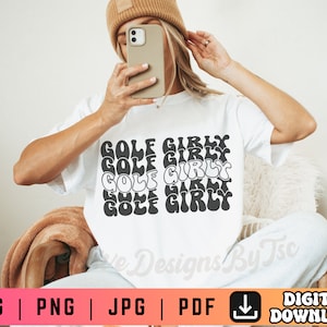 ゴルフ ガーリー SVG PNG、ゴルフ SVG PNG、ガール ゴルファー SVG PNG、レトロ ゴルフ SVG PNG、ゴルフ昇華、ゴルフ カット ファイル、ゴルフ SVG PNG、Cricut 用 SVG