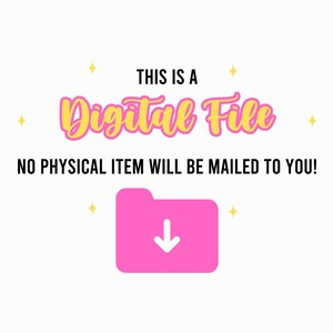 May include: This is a digital file. No physical item will be mailed to you! A pink folder icon with a white downward arrow.
