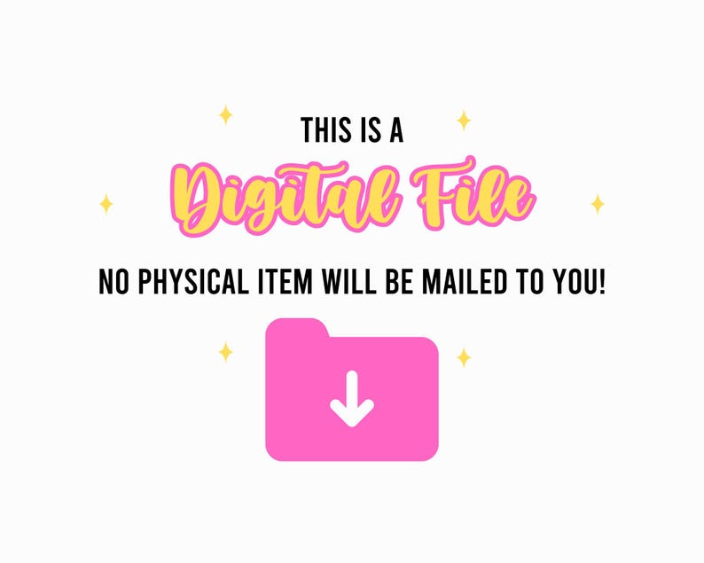 May include: This is a digital file. No physical item will be mailed to you! A pink folder icon with a white downward arrow.