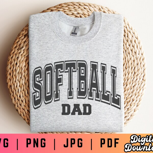 Softball Dad SVG PNG PDF, Softball Svg Png, Softball Dad Shirt Svg Png, Softball Sublimation, Varsity Svg Png, Softball Cut File, Sports Svg