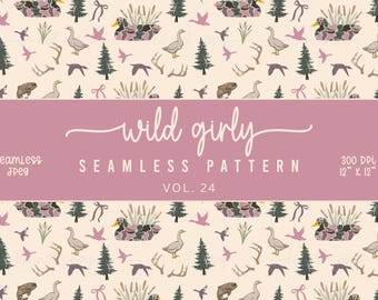 Distressed Ducks and Bows Seamless Pattern | Girly Ducks | Camouflage | Camo | Hunting Wallpapers | Duck Background | Digital Download
