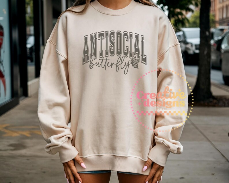Antisocial Butterfly SVG PNG, Antisocial Svg Png, Butterfly Svg Png, Anxiety Svg, Mental Health Svg, Self Care Svg, Self Love Svg, Mom Svg image 4