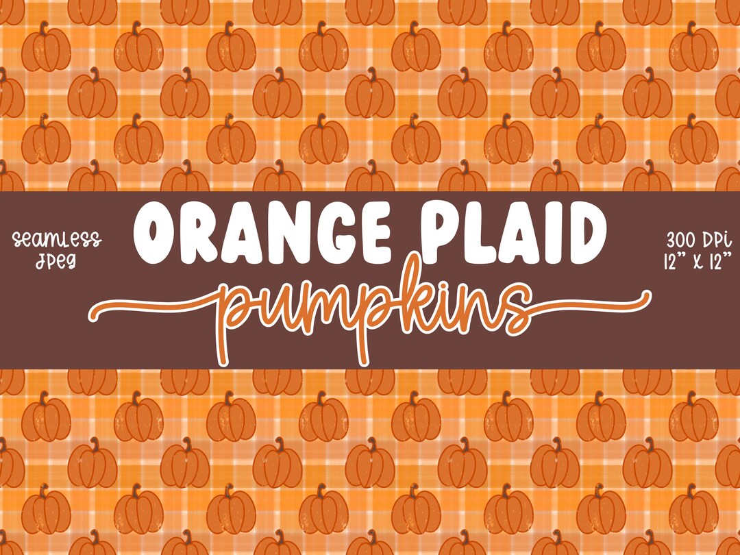 Orange Plaid Pumpkin Seamless Pattern, Pumpkin Wallpaper, Fall Seamless ...