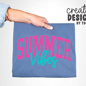Summer Vibes PNG, Varsity Png, Neon Summer Png, Trendy Summer Png, Summertime Png, Distressed Png, Retro Summer Png, Sublimation Design image 4