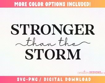 Stronger Than the Storm SVG PNG | Motivational | Inspirational | Positive Daily Affirmations | Cut File | Digital Download