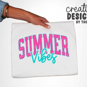 Summer Vibes PNG, Varsity Png, Neon Summer Png, Trendy Summer Png, Summertime Png, Distressed Png, Retro Summer Png, Sublimation Design image 2