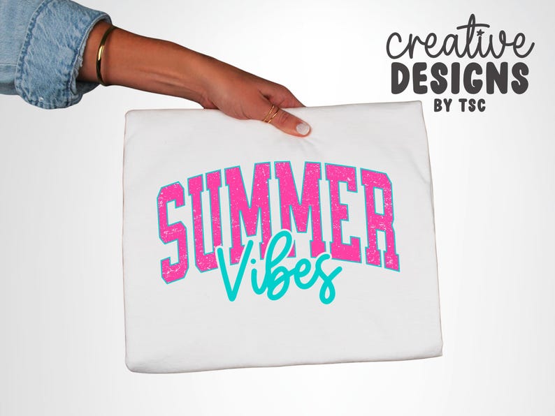 Summer Vibes PNG, Varsity Png, Neon Summer Png, Trendy Summer Png, Summertime Png, Distressed Png, Retro Summer Png, Sublimation Design image 2