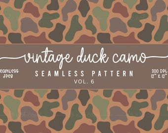 Vintage Duck Camo Seamless Pattern, Old School Camo, Marsh Camo, Camouflage Wallpapers, Camo Sublimation Pattern, Duck Hunting Camo Pattern