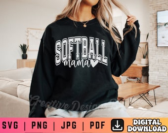 Softball Mama SVG PNG PDF, Softball Svg Png, Softball Mom Shirt Svg Png, Softball Sublimation, Varsity Svg Png, Softball Mom Era Svg Png