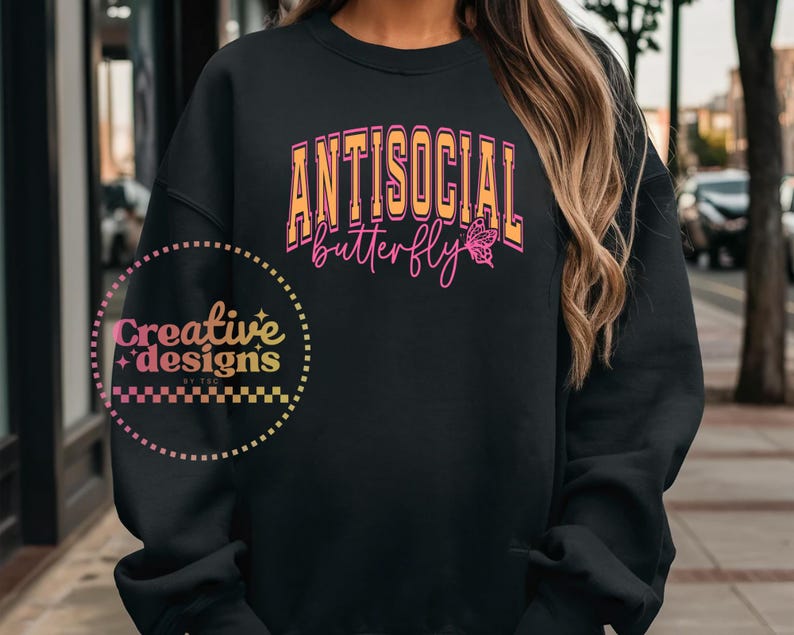 Antisocial Butterfly SVG PNG, Antisocial Svg Png, Butterfly Svg Png, Anxiety Svg, Mental Health Svg, Self Care Svg, Self Love Svg, Mom Svg image 5