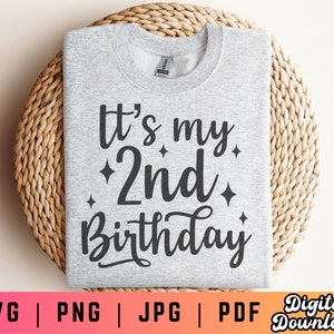 2nd Birthday SVG PNG PDF, Birthday Shirt Svg Png, Birthday Princess Svg, It&#39;s My Birthday Svg, Happy Birthday Svg, 2nd Birthday Shirt Svg