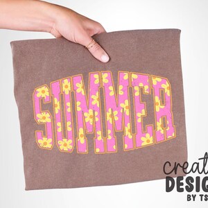 Summer PNG | Varsity Font | Flowers | Summer Designs | Retro Flowers | Summertime | Distressed | Sublimation | Digital Download image 4