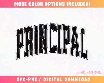 Principal SVG PNG, Collegiate Font, Difference Maker Svg Png, Varsity Font, School Worker Svg, Back to School Designs, Principal Gift Svg