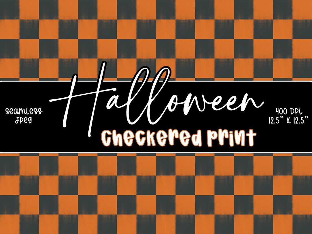 Orange and Black Checkered Seamless Pattern, Halloween Digital Papers ...