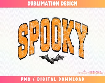 Spooky PNG | Varsity Font | Bat Designs | Spooky Season Png | Spooky Vibes Png | Trendy Halloween Design | Retro Halloween Sublimation