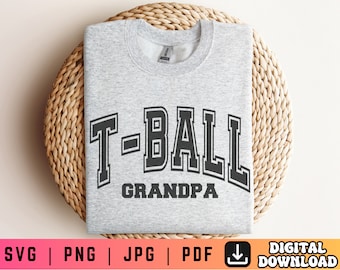 T-Ball Vovô SVG PNG PDF, Varsity Svg Png, T-Ball Papa Svg, Sports Svg Png, Tee Ball Svg Png, Arquivos de artesanato digital para Cricut/Silhouette