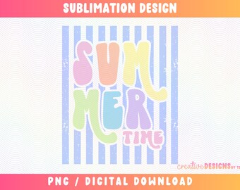 Summertime PNG | Striped | Stripes | Summer Designs | Pastel Colors | Colorful | Retro | Sublimation | Distressed | Digital Download