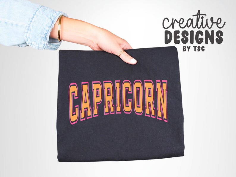 Capricorn SVG PNG | Varsity Font | Zodiac Sign | Birth Sign | Cut File | Digital Download image 5