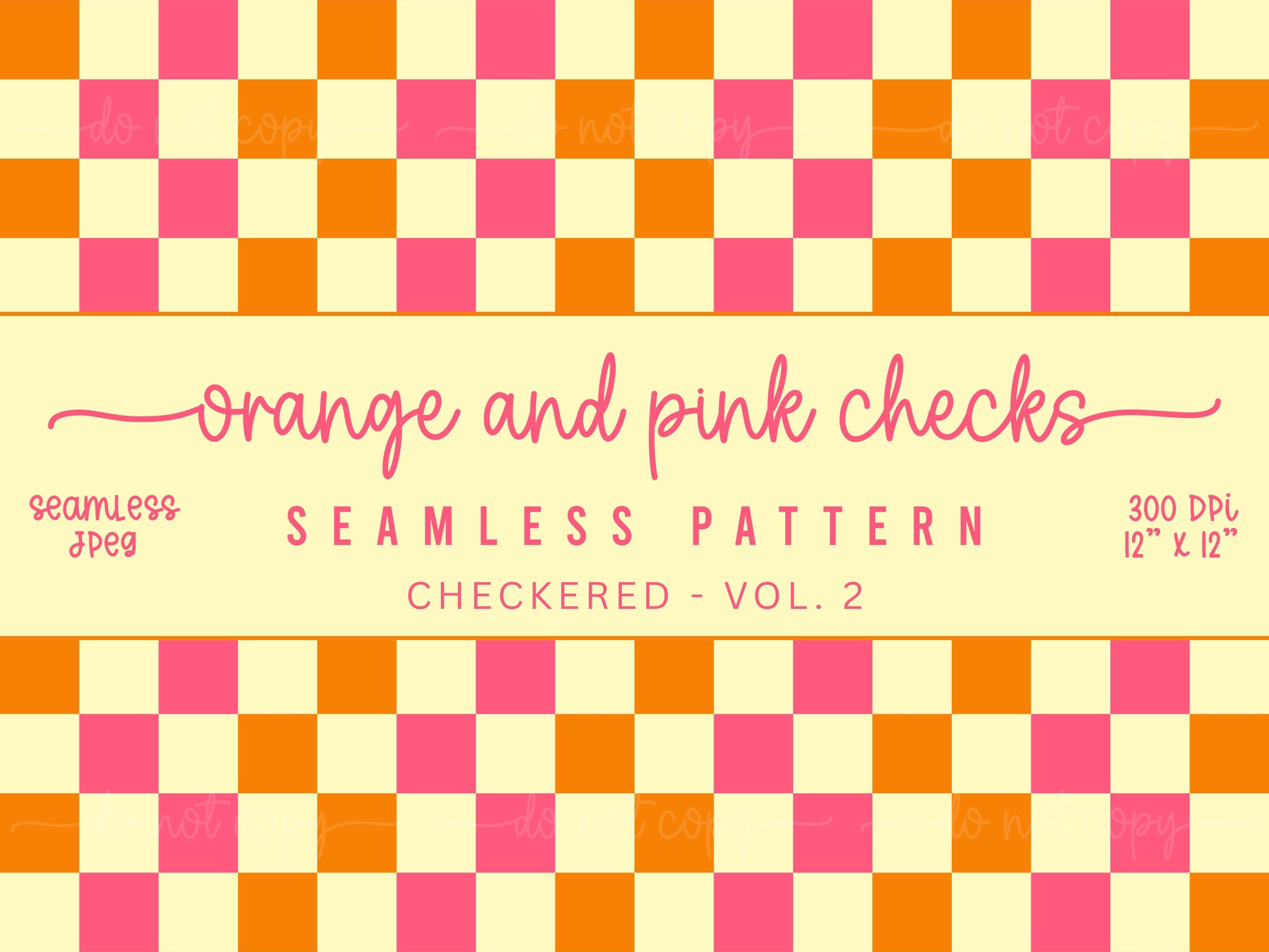 Orange and Pink Checkered Print Seamless Pattern | Checkerboard ...