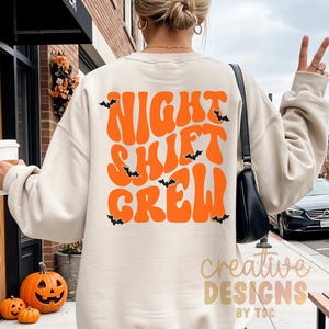 Night Shift Crew SVG PNG, Nurse Halloween Svg Png, Nursing Svg Png, Medical Halloween Svg, Retro Halloween Svg Png, Bats Svg Png, Spooky Svg image 3