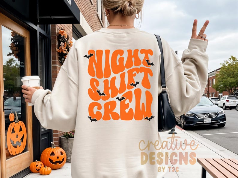 Night Shift Crew SVG PNG, Nurse Halloween Svg Png, Nursing Svg Png, Medical Halloween Svg, Retro Halloween Svg Png, Bats Svg Png, Spooky Svg image 3