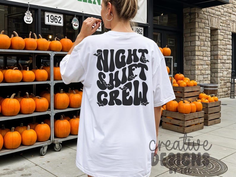 Night Shift Crew SVG PNG, Nurse Halloween Svg Png, Nursing Svg Png, Medical Halloween Svg, Retro Halloween Svg Png, Bats Svg Png, Spooky Svg image 2