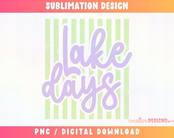 Lake Days PNG | Striped | Stripes | Summer Designs | Pastel Green | Lavender Purple | Sublimation | Distressed | Digital Download