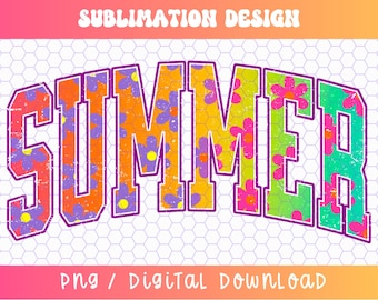 Summer PNG, Varsity Png, Retro Summer Png, Trendy Summer Png, Rainbow Gradient Png, Summertime Png, Distressed Png, Neon Summer Png